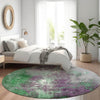 Piper Looms Chantille Abstract ACN1870 Emerald Machine Washable Area Rug Round Lifestyle Image Feature