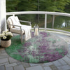 Piper Looms Chantille Abstract ACN1870 Emerald Machine Washable Area Rug Round Outdoor Lifestyle Image Feature