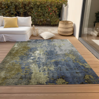 Piper Looms Chantille Abstract ACN1870 Khaki Machine Washable Area Rug Outdoor Lifestyle Image Feature