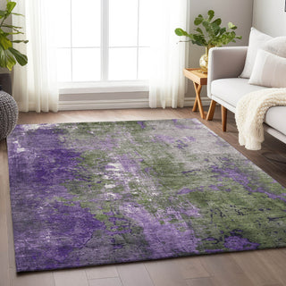 Piper Looms Chantille Abstract ACN1870 Olive Machine Washable Area Rug Lifestyle Image Feature