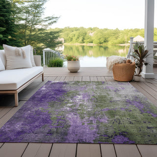 Piper Looms Chantille Abstract ACN1870 Olive Machine Washable Area Rug Outdoor Lifestyle Image Feature
