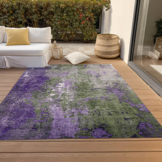Piper Looms Chantille Abstract ACN1870 Olive Machine Washable Area Rug Outdoor Lifestyle Image Feature