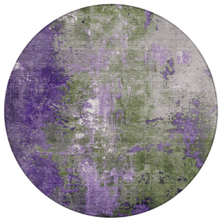 Piper Looms Chantille Abstract ACN1870 Olive Machine Washable Area Rug Round Main Image