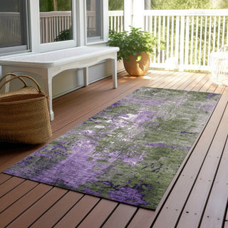 Piper Looms Chantille Abstract ACN1870 Olive Machine Washable Area Rug Runner Outdoor Lifestyle Image Feature