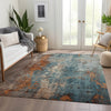 Piper Looms Chantille Abstract ACN1870 Teal Machine Washable Area Rug Lifestyle Image Feature