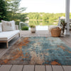 Piper Looms Chantille Abstract ACN1870 Teal Machine Washable Area Rug Outdoor Lifestyle Image Feature