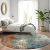 Piper Looms Chantille Abstract ACN1870 Teal Machine Washable Area Rug Round Lifestyle Image Feature