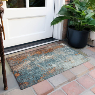 Piper Looms Chantille Abstract ACN1870 Teal Machine Washable Area Rug Scatter Outdoor Lifestyle Image Feature