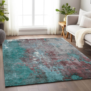 Piper Looms Chantille Abstract ACN1870 Turquoise Machine Washable Area Rug Lifestyle Image Feature