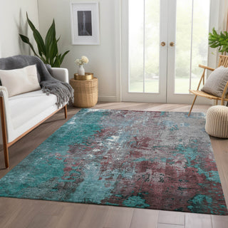 Piper Looms Chantille Abstract ACN1870 Turquoise Machine Washable Area Rug Lifestyle Image Feature