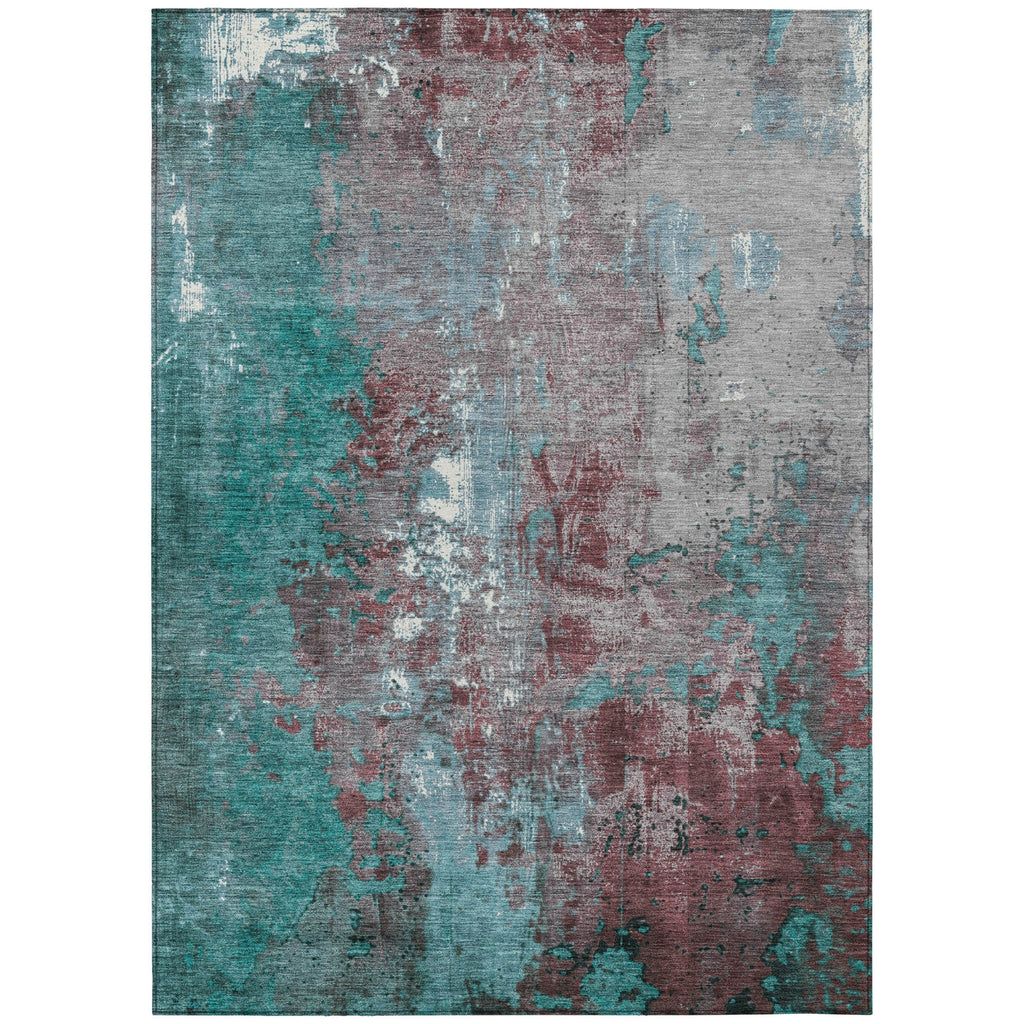 Piper Looms Chantille Abstract ACN1870 Turquoise Machine Washable Area Rug main image