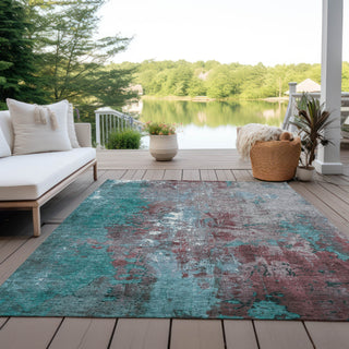 Piper Looms Chantille Abstract ACN1870 Turquoise Machine Washable Area Rug Outdoor Lifestyle Image Feature