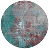 Piper Looms Chantille Abstract ACN1870 Turquoise Machine Washable Area Rug Round Main Image
