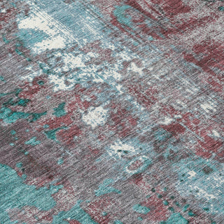 Piper Looms Chantille Abstract ACN1870 Turquoise Machine Washable Area Rug Swatch Image