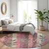 Piper Looms Chantille Floral ACN1871 Blush Machine Washable Area Rug Round Lifestyle Image Feature