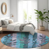 Piper Looms Chantille Floral ACN1871 Denim Machine Washable Area Rug Round Lifestyle Image Feature