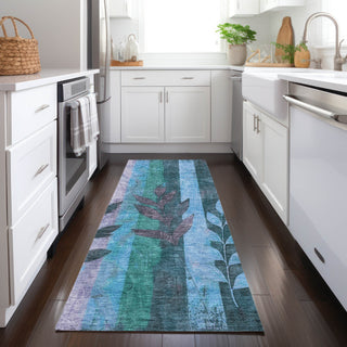 Piper Looms Chantille Floral ACN1871 Denim Machine Washable Area Rug Runner Lifestyle Image Feature