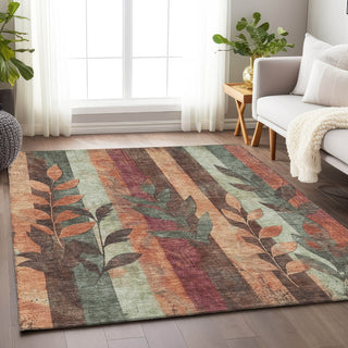 Piper Looms Chantille Floral ACN1871 Terracotta Machine Washable Area Rug Lifestyle Image Feature