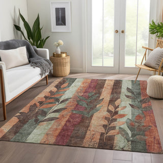 Piper Looms Chantille Floral ACN1871 Terracotta Machine Washable Area Rug Lifestyle Image Feature