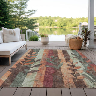 Piper Looms Chantille Floral ACN1871 Terracotta Machine Washable Area Rug Outdoor Lifestyle Image Feature