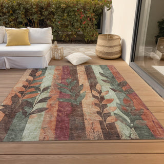 Piper Looms Chantille Floral ACN1871 Terracotta Machine Washable Area Rug Outdoor Lifestyle Image Feature