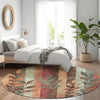 Piper Looms Chantille Floral ACN1871 Terracotta Machine Washable Area Rug Round Lifestyle Image Feature