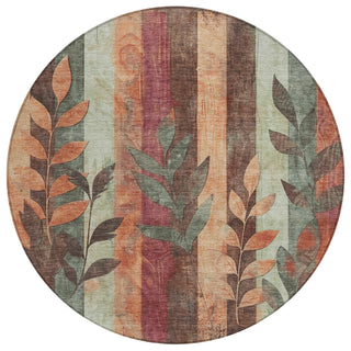 Piper Looms Chantille Floral ACN1871 Terracotta Machine Washable Area Rug Round Main Image