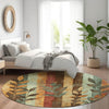 Piper Looms Chantille Floral ACN1871 Wheat Machine Washable Area Rug Round Lifestyle Image Feature