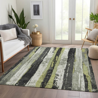 Piper Looms Chantille Stripes ACN1872 Aloe Machine Washable Area Rug Lifestyle Image Feature