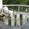 Piper Looms Chantille Stripes ACN1872 Aloe Machine Washable Area Rug Round Outdoor Lifestyle Image Feature