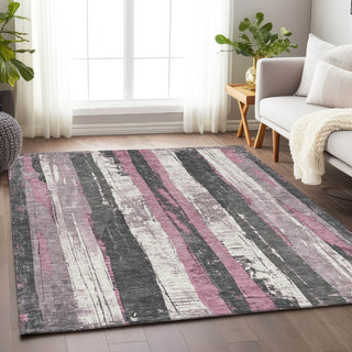 Piper Looms Chantille Stripes ACN1872 Blush Machine Washable Area Rug Lifestyle Image Feature