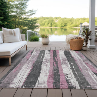 Piper Looms Chantille Stripes ACN1872 Blush Machine Washable Area Rug Outdoor Lifestyle Image Feature