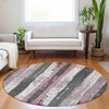 Piper Looms Chantille Stripes ACN1872 Blush Machine Washable Area Rug Round Lifestyle Image Feature