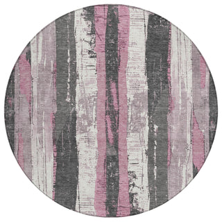 Piper Looms Chantille Stripes ACN1872 Blush Machine Washable Area Rug Round Main Image