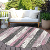 Piper Looms Chantille Stripes ACN1872 Blush Machine Washable Area Rug Round Outdoor Lifestyle Image Feature