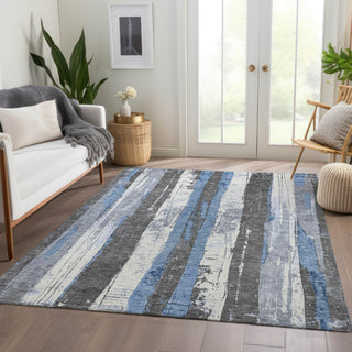 Piper Looms Chantille Stripes ACN1872 Denim Machine Washable Area Rug Lifestyle Image Feature