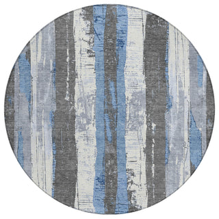 Piper Looms Chantille Stripes ACN1872 Denim Machine Washable Area Rug Round Main Image
