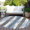 Piper Looms Chantille Stripes ACN1872 Denim Machine Washable Area Rug Round Outdoor Lifestyle Image Feature