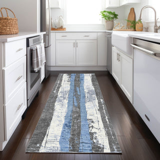 Piper Looms Chantille Stripes ACN1872 Denim Machine Washable Area Rug Runner Lifestyle Image Feature