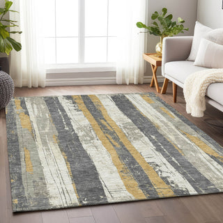 Piper Looms Chantille Stripes ACN1872 Gold Machine Washable Area Rug Lifestyle Image Feature