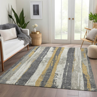 Piper Looms Chantille Stripes ACN1872 Gold Machine Washable Area Rug Lifestyle Image Feature