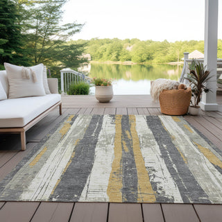 Piper Looms Chantille Stripes ACN1872 Gold Machine Washable Area Rug Outdoor Lifestyle Image Feature