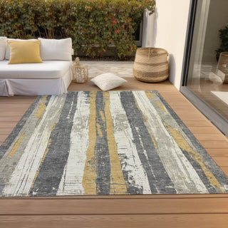 Piper Looms Chantille Stripes ACN1872 Gold Machine Washable Area Rug Outdoor Lifestyle Image Feature