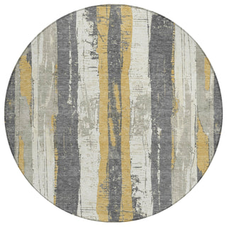 Piper Looms Chantille Stripes ACN1872 Gold Machine Washable Area Rug Round Main Image