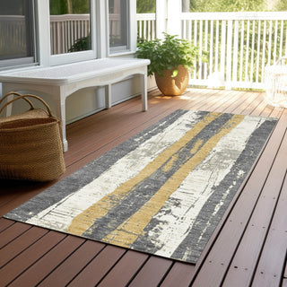 Piper Looms Chantille Stripes ACN1872 Gold Machine Washable Area Rug Runner Outdoor Lifestyle Image Feature
