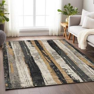 Piper Looms Chantille Stripes ACN1872 Taupe Machine Washable Area Rug Lifestyle Image Feature