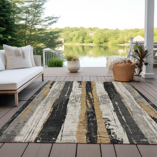 Piper Looms Chantille Stripes ACN1872 Taupe Machine Washable Area Rug Outdoor Lifestyle Image Feature