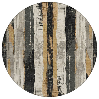 Piper Looms Chantille Stripes ACN1872 Taupe Machine Washable Area Rug Round Main Image