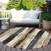 Piper Looms Chantille Stripes ACN1872 Taupe Machine Washable Area Rug Round Outdoor Lifestyle Image Feature