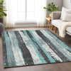 Piper Looms Chantille Stripes ACN1872 Teal Machine Washable Area Rug Lifestyle Image Feature